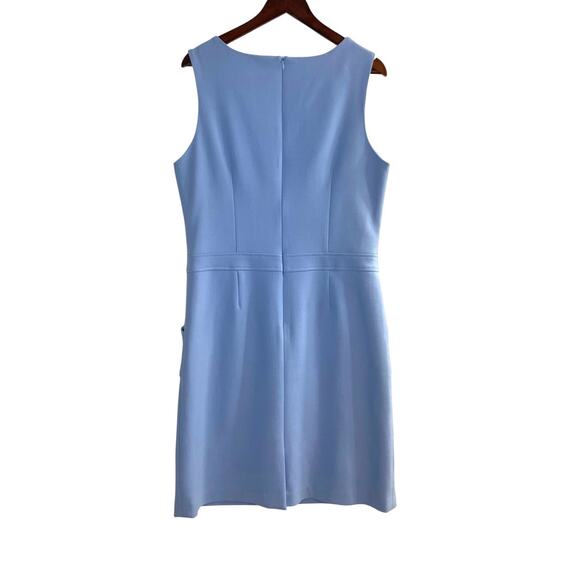 J.McLaughlin Sleeveless Wool Shift Dress Light Blue Scoop Neck Pockets Size 12 - Picture 4 of 7